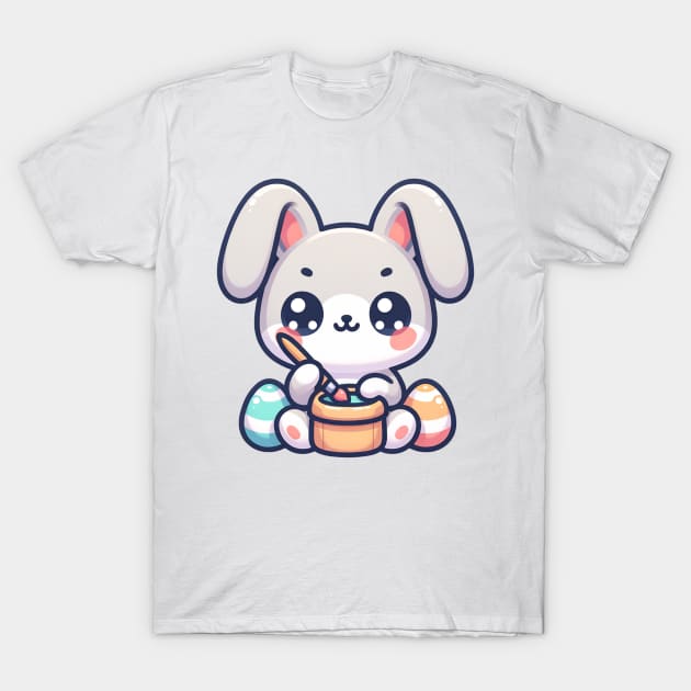 Cute easterbunny painting eggs in kawaii style T-Shirt by KJ PhotoWorks & Design